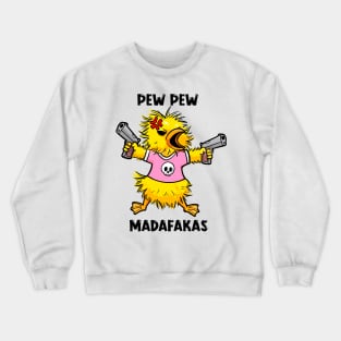 Quacktastic Mayhem: The PEW PEW Duck Design Crewneck Sweatshirt